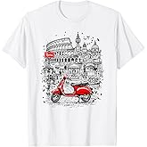 Roma Italy Scooter Art Graphic Tee Italy Travel Souvenir T-Shirt