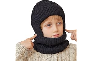 ZION PRAISER Toddler kids Winter Knit Warm Hat neck Scarf Collar Set for Boys & Girls 3-8 years old knitted fleece lined