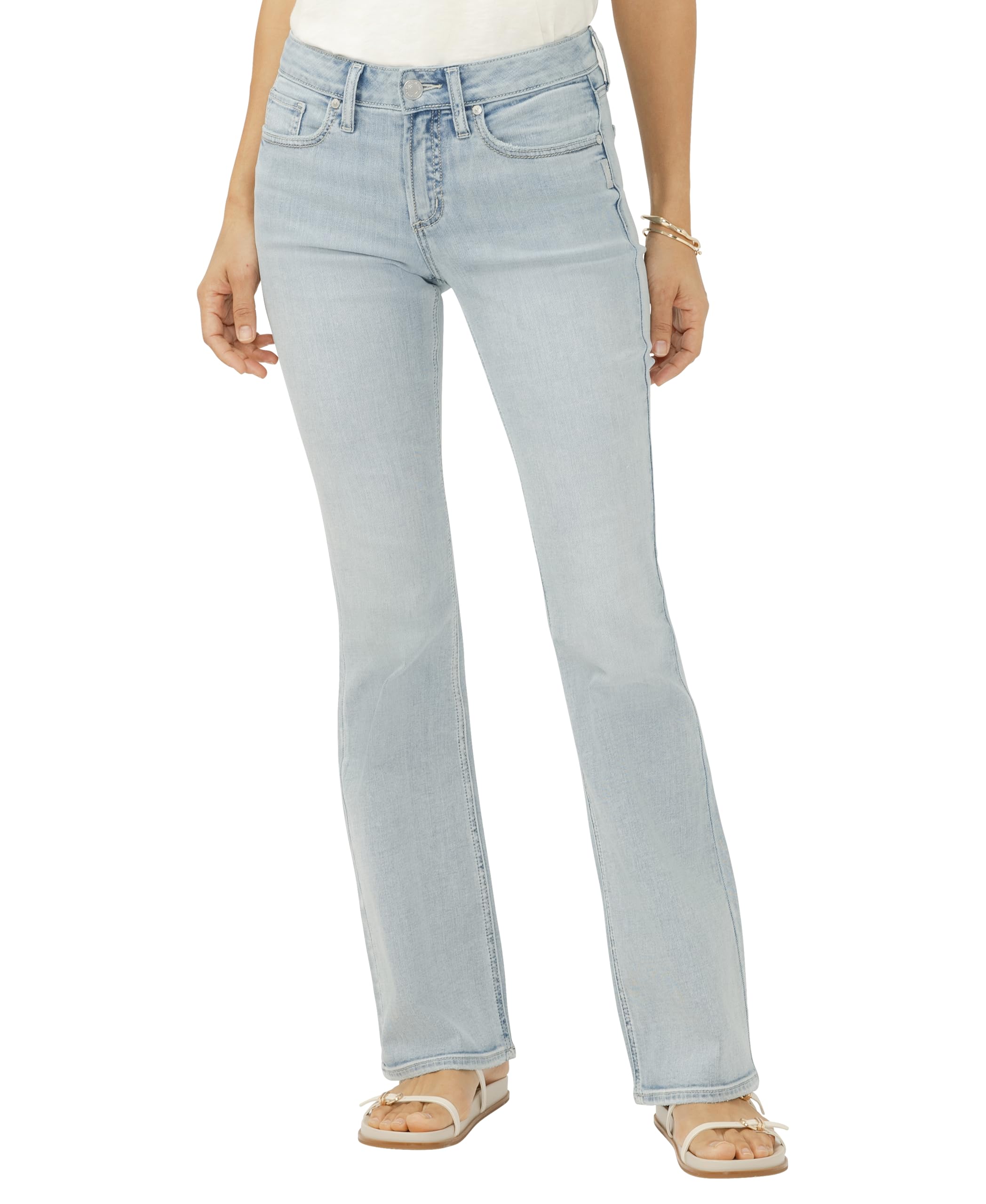 Silver Jeans Co. Women’s Suki Mid Rise Curvy Fit Bootcut Jeans, Light Wash, 31W x 33L