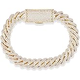 Gemsme Cuban Bracelet For Men Women, Hip Hop Heavy 18k Gold Plated Full Iced Out Miami Cuban Link Chain Bracelet