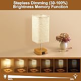 Suright Touch Control Bedside Lamp with USB A and C Ports Stepless Dimming view 2