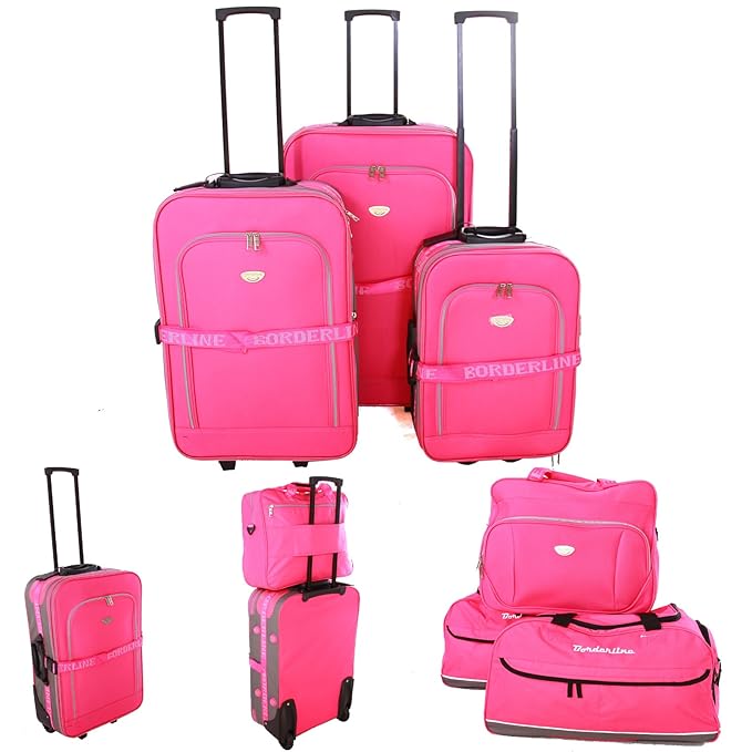 Luggage Set of 6 Pieces Set of 3 Pink Suitcases Amazon.co.uk Luggage