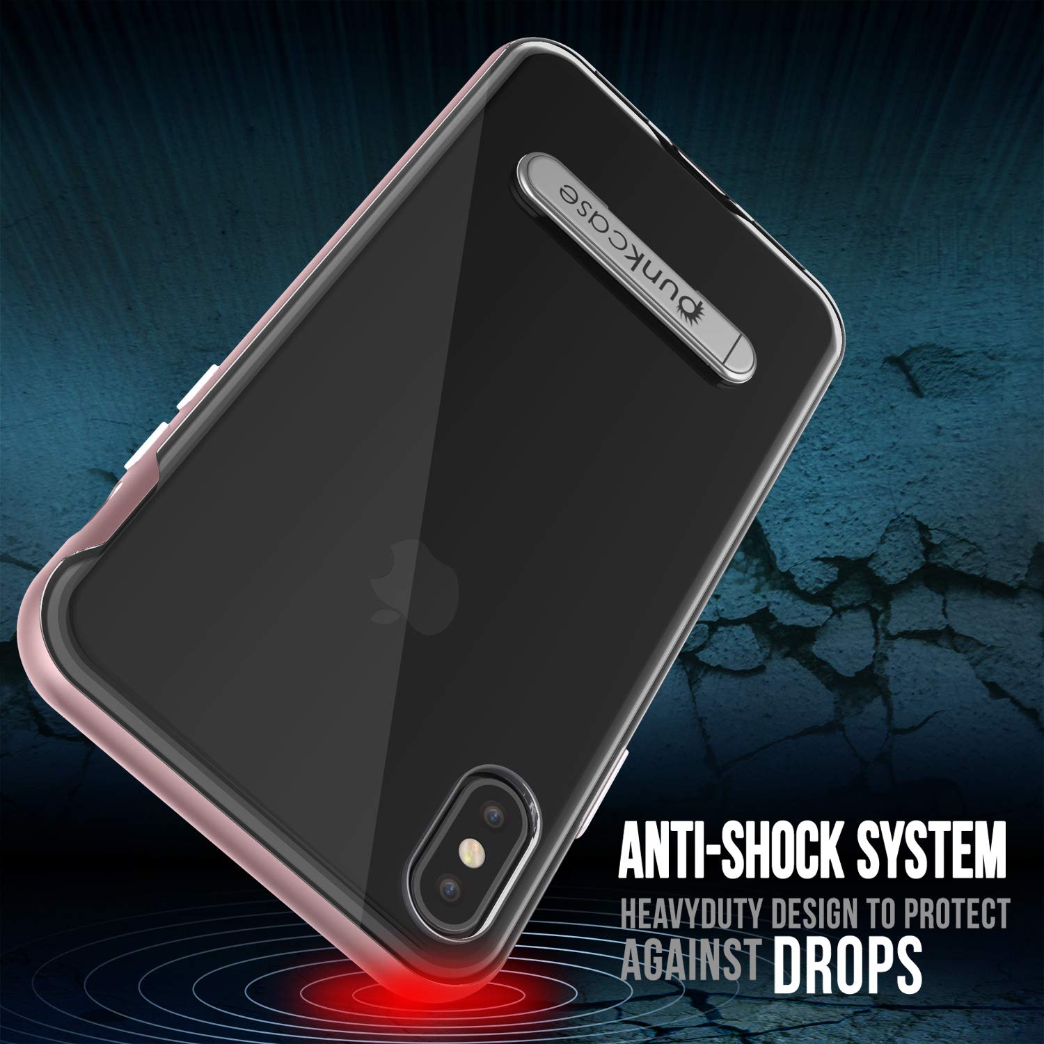 iPhone Xs Max Case, PUNKcase [Lucid 3.0 Series] [Slim Fit] [Clear Back] Armor Cover w/Integrated Kickstand, Anti-Shock System & PUNKSHIELD Screen Protector for Apple iPhone Xs Max [Rose Gold]