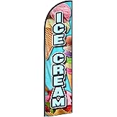 Ice Cream Feather Banner Swooper Flag for Outdoor Business and Events Promotion, 11 Ft Tall, Flag Only