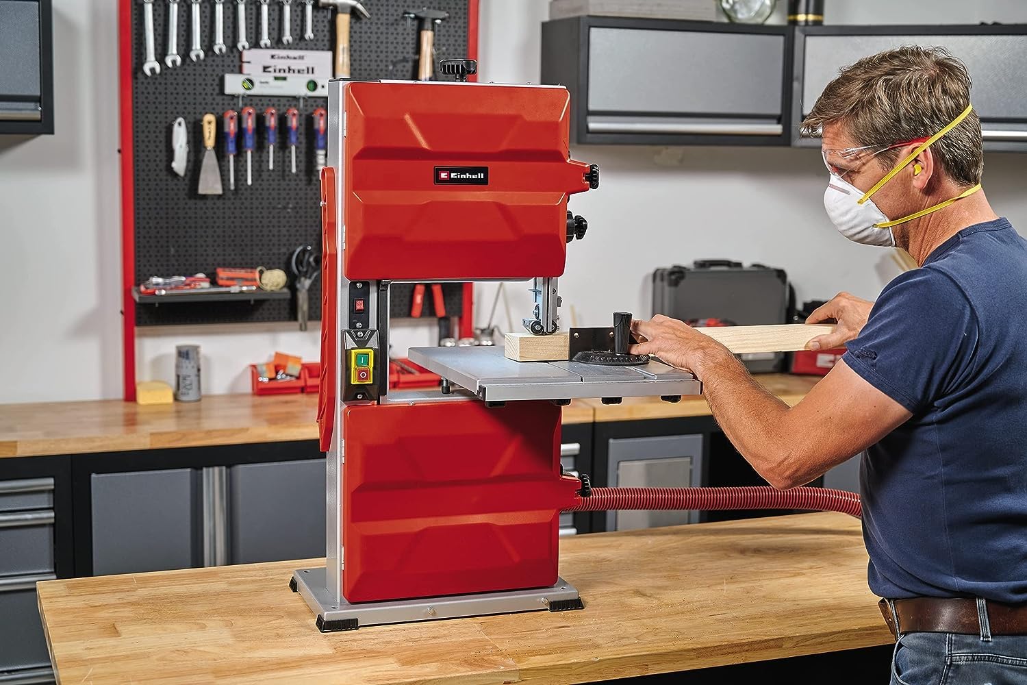 Einhell Bandsäge TC-SB 245 L (400W, max. Sägebandgeschwindigkeit 726m/min, 245 mm Durchlassbreite, max. Schnitthöhe 101 mm, neigbarer Sägetisch, Parallel- und Winkelanschlag, Absauganschluss) 2