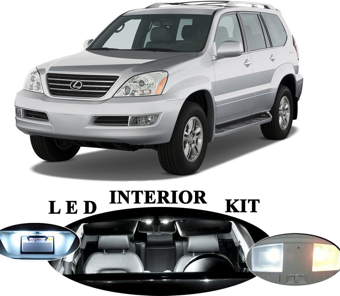 LED Lights for Lexus GX-470 Xenon White LED Package Upgrade - Interior + License plate / Tag + Vanity / Sun Visor + Reverse / Backup (19 Pieces)