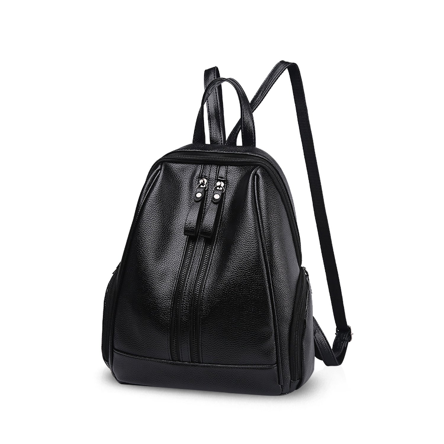 NICOLE&DORIS Fashion Simple Schoolbag Travel Backpack Shoulder Bag Daypack Girls Rucksack PU Leather Black