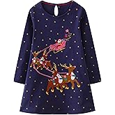 Hongshilian Girls Cartoon Dress Applique Party Dresses Casual Jersey Cotton Long-Sleeved