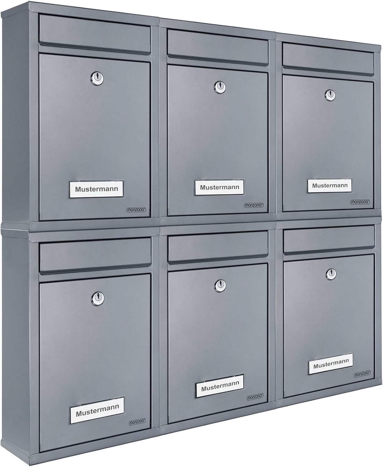 6x Briefkasten Set Wandbriefkasten Briefkastenanlage Postkasten Stahl Mailbox silber