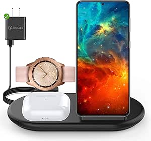 Amazon Com Lechivee Wireless Charger Wireless Charging Station For Samsung Z Fold 3 Flip 3 3 In 1 Wireless Charging Stand Watch Charger Dock Pad For Galaxy S21 S20 Galaxy Watch 4
