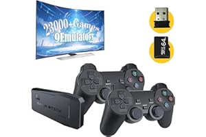 FALLMIST Wireless Retro Game Console,Retro Gaming Console,Retro Game Stick,Plug & Play Video TV Game Stick with 23000+Games Built-in,64G,9 Emulators,