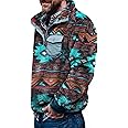 Beotyshow Mens Aztec Fleece Jackets Fuzzy Sherpa Pullover Sweatshirts Winter Coats Western Vintage Sweaters with Pocket