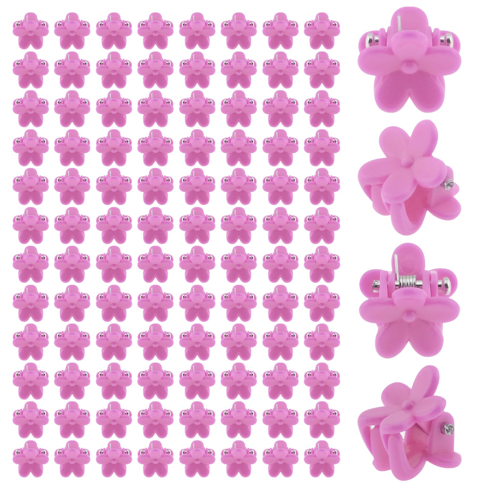 Photo 1 of 100 Pack Pink Mini Flower Hair Claw Clips Small Flower Hair Clip Accessories for Fine Hair Bangs Toddler Girls and Women (Pink)