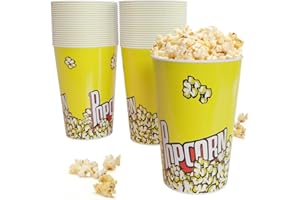 EGGKITPO 46 Oz Popcorn Containers 44 Pack Reusable Cardboard Popcorn Bucket Classic Popcorn Cups Cute Paper Popcorn Bags for Movie Nights Carnivals Fundraisers Birthday Parties Wedding