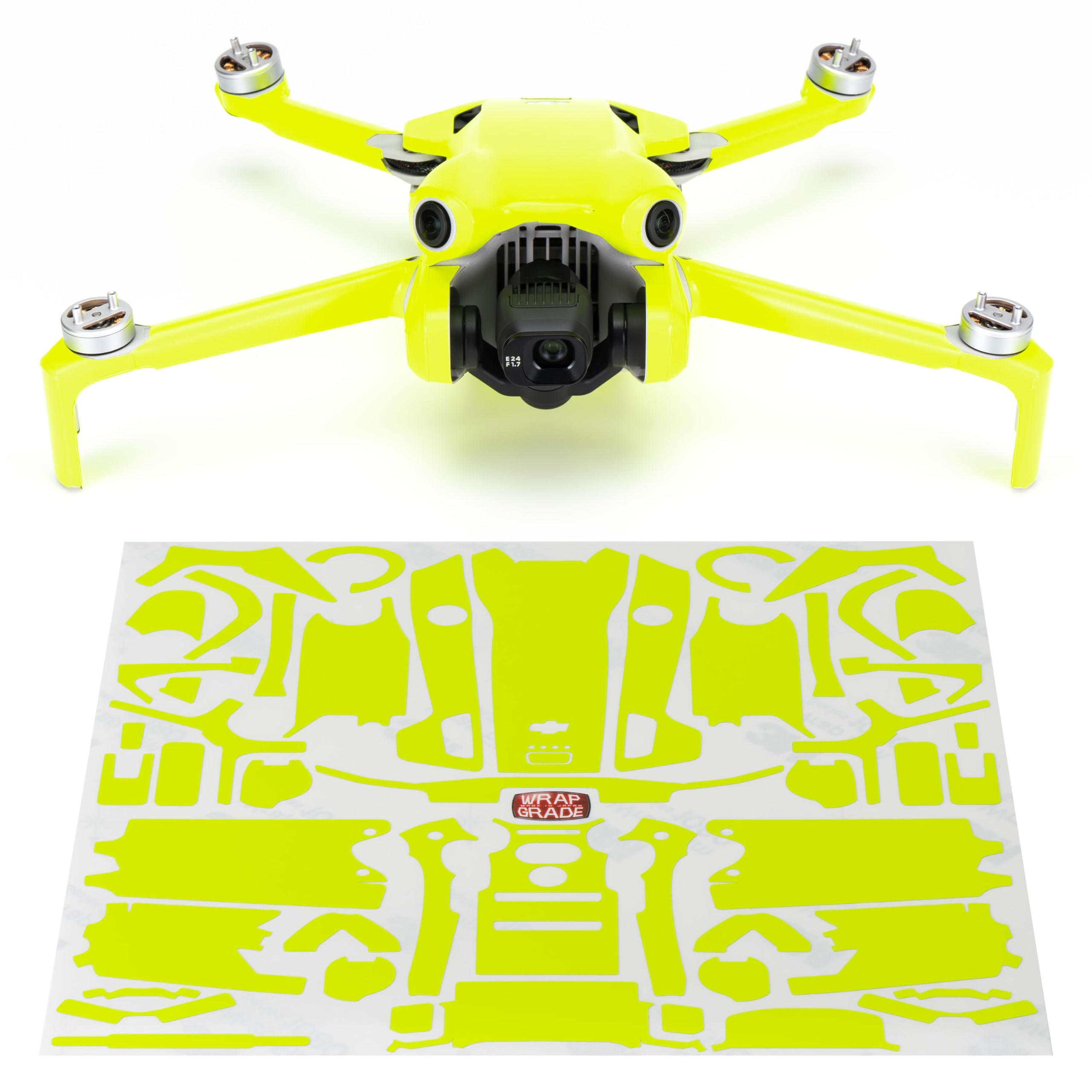 WRAPGRADE Skin Stickers Compatible with DJI Mini 4 Pro | Full Wrap (Neon Yellow)