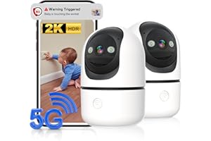GYLIZIEX Indoor Security Camera 2 Packs, 2K 5G WiFi Baby/Pet/Dog/Nanny Cameras for Home Security, 360 PTZ Security Cameras with US Servers Phone App, 911 One-Tap Call,AI Smart Detection,2 Way Talk,Privacy Mode