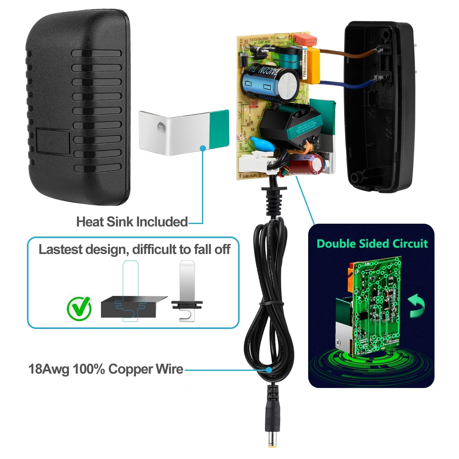 EFISH LED Lighting Power Supply,12V 1A 12W Power Adapter with 9 Selectable Adapter Conversion Heads