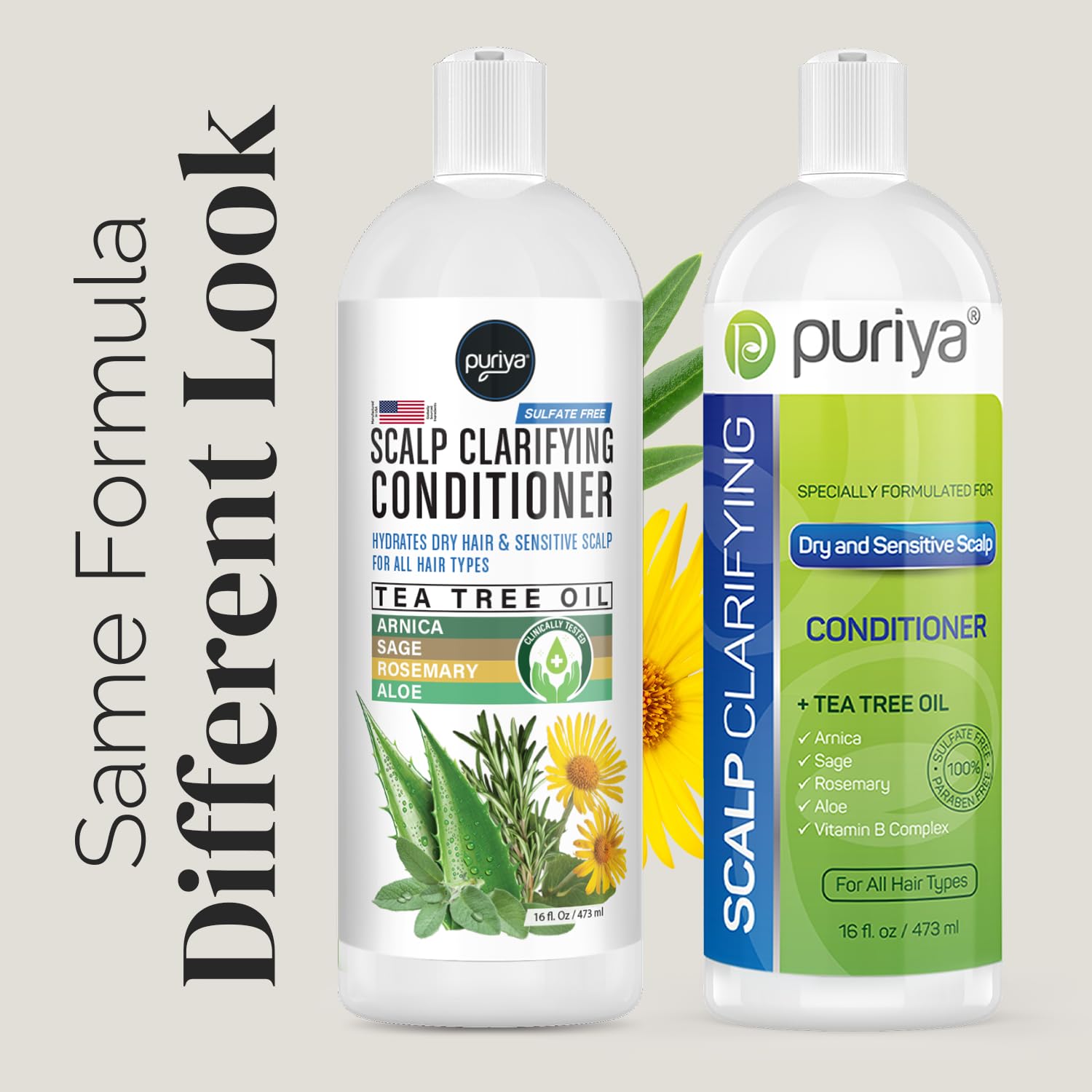 Puriya Sulfate Free Hair Conditioner with Tea Tree Oil, Moisturizing | Treatment for Dry, Itchy, Flaky Scalp and Damaged Hair | For Men and Women | 16 Ounce