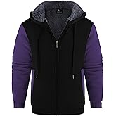 V VALANCH Men Hoodies Zip Up Sherpa Lined Sweatshirts Heavyweight Thick Warm Fleece Winter Jacket