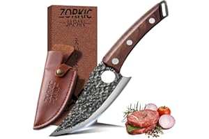 ZORKIC Viking Knife, Hand Forged Boning Knives Chef Knife, Japanese Butcher Paring Knife Kitchen Knife for Bread Meat Cutting