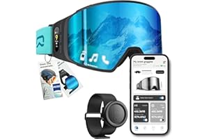 SKIWARRIOR Bluetooth Smart Ski Goggles with Walkie-Talkie for Adult-Anti Fog Snowboard Goggles with Play Music,Answer Calls