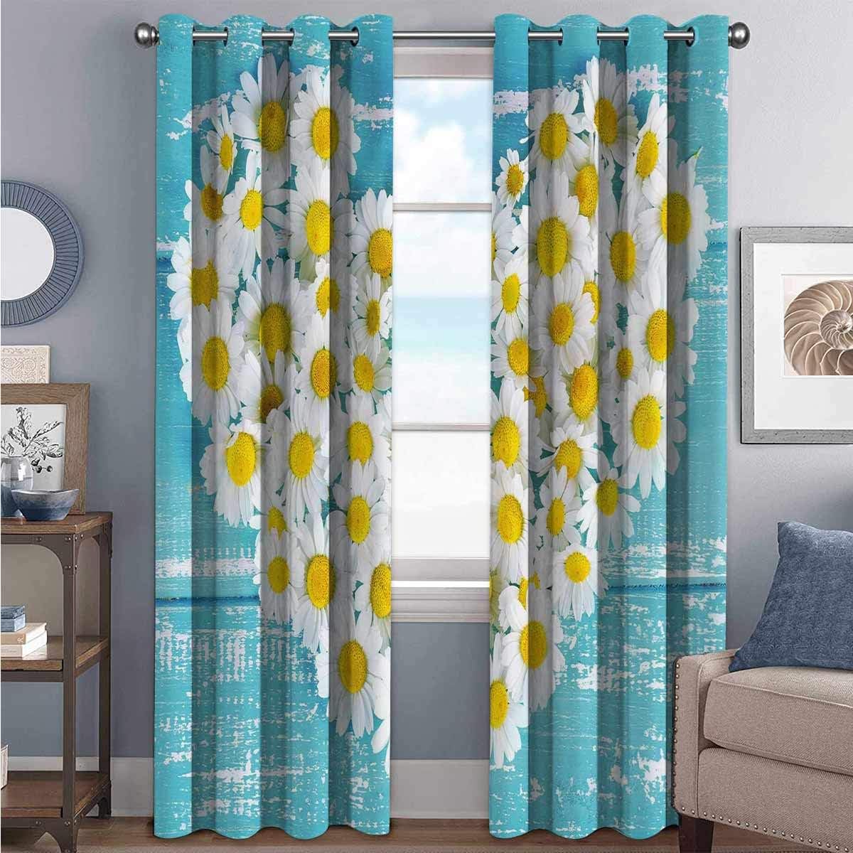 Yellow and Blue The Living Room has Powerful Blackout Curtains Heart