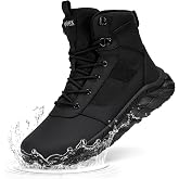 LARNMERN Hiking Boots Men Non Slip Wide Toe Box Tactical Boot Comfortable Outdoor Lightweight Side Zipper Shoes(11 Wide Men, Black)