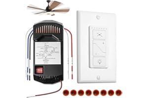 SUNMERIT Universal 3 Speed Ceiling Fan Light Switch Control Kit, Upgrated 3 Wires ONLY, Replacement R28 UC9050T Dimmer Wall Remote Fan Control Receiver Kit Compatible with Hampton Bay Harbor Breeze Hunter