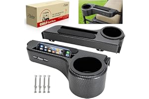 Roykaw Golf Cart Armrest with Cup Holder Compatible with EZGO/Club Car/Yamaha & Most Brand, Universal Golf Cart Rear Seat Arm Rests with Phone Holder, No Drilling, Fit 1.0''/1-1/4'' Square Frame