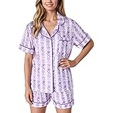Pajamas for Womens Set Summer 2 Pece Pjs Matching Shorts Set Loungewear Palm Sleepwear for Beach Vacation, Holiday