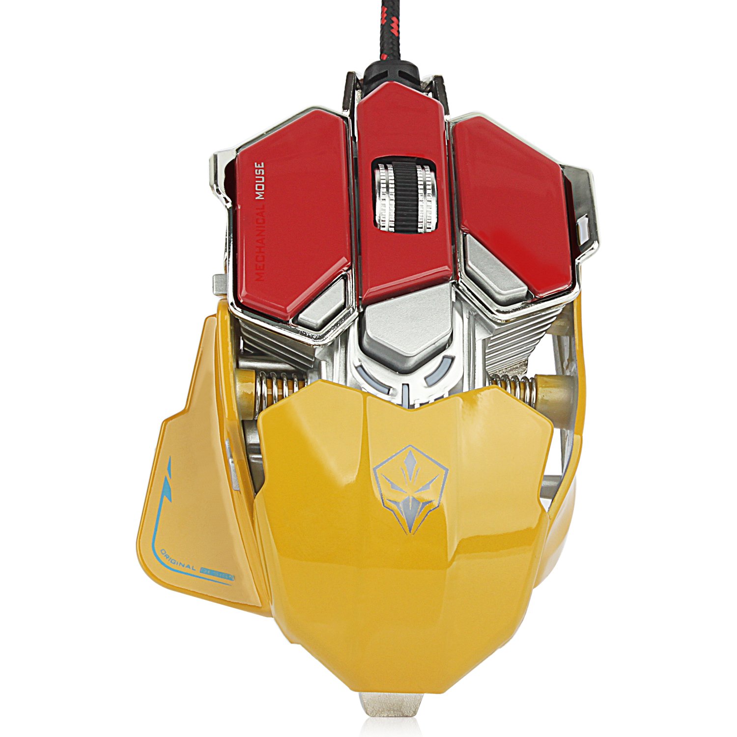 YCCTEAM Gaming Mouse with 4,000 DPI, Programmable 9 Buttons, USB Wired Gaming Mice for Pro Gamer (Red&Yellow)