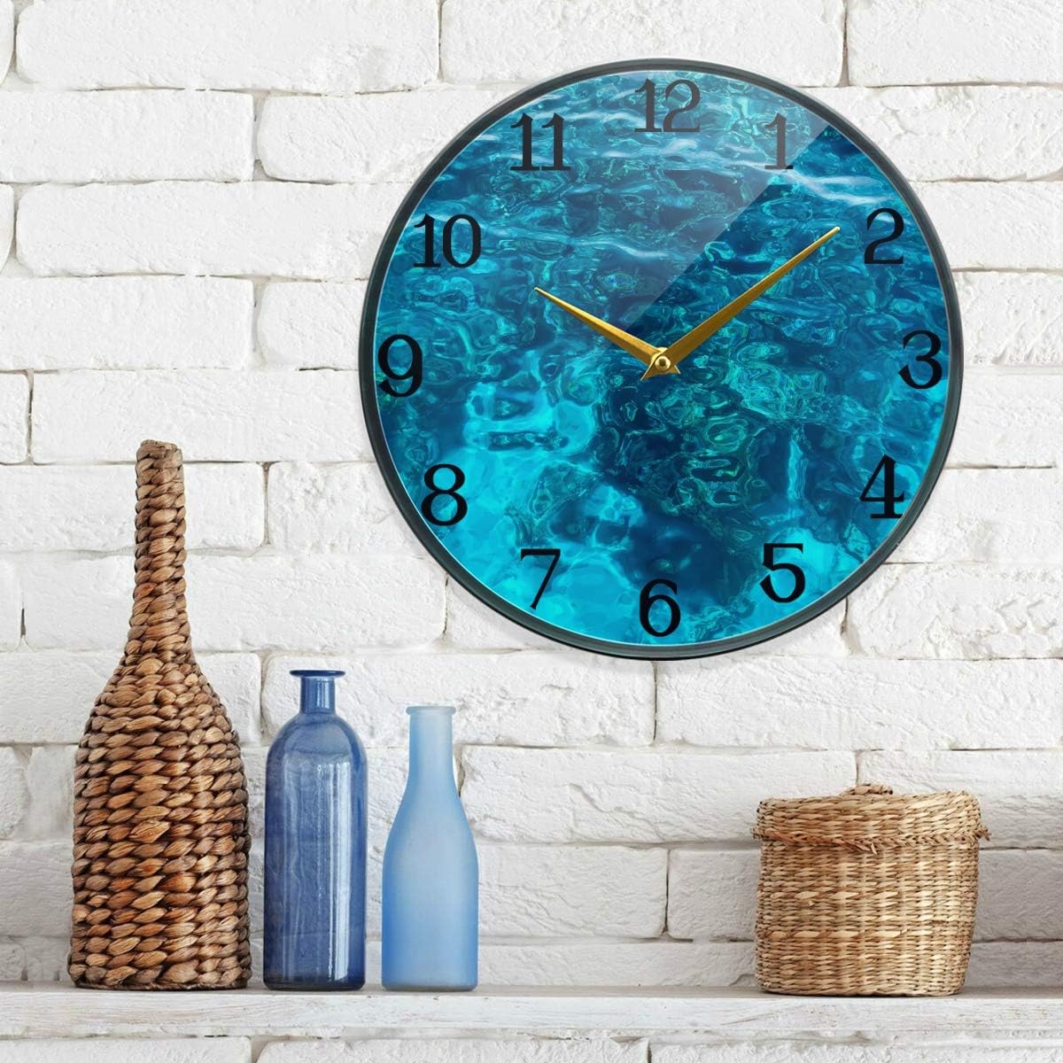 Modern Wall Clock Beautiful Turquoise Blue Ocean Decorative