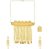 Efulgenz Indian Jewelry Sets for Women Necklace Set Tassel Drop Charms With Adjustable Finger Ring Bridal for Wedding Fashion Jewelry