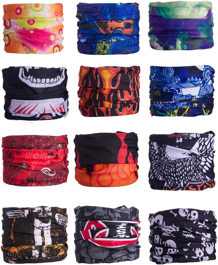 Flytop 6PCS/9PCS/12PCS Bandana Face Mask Head Wear Neck Gaiter Scarf Balaclava Random Color