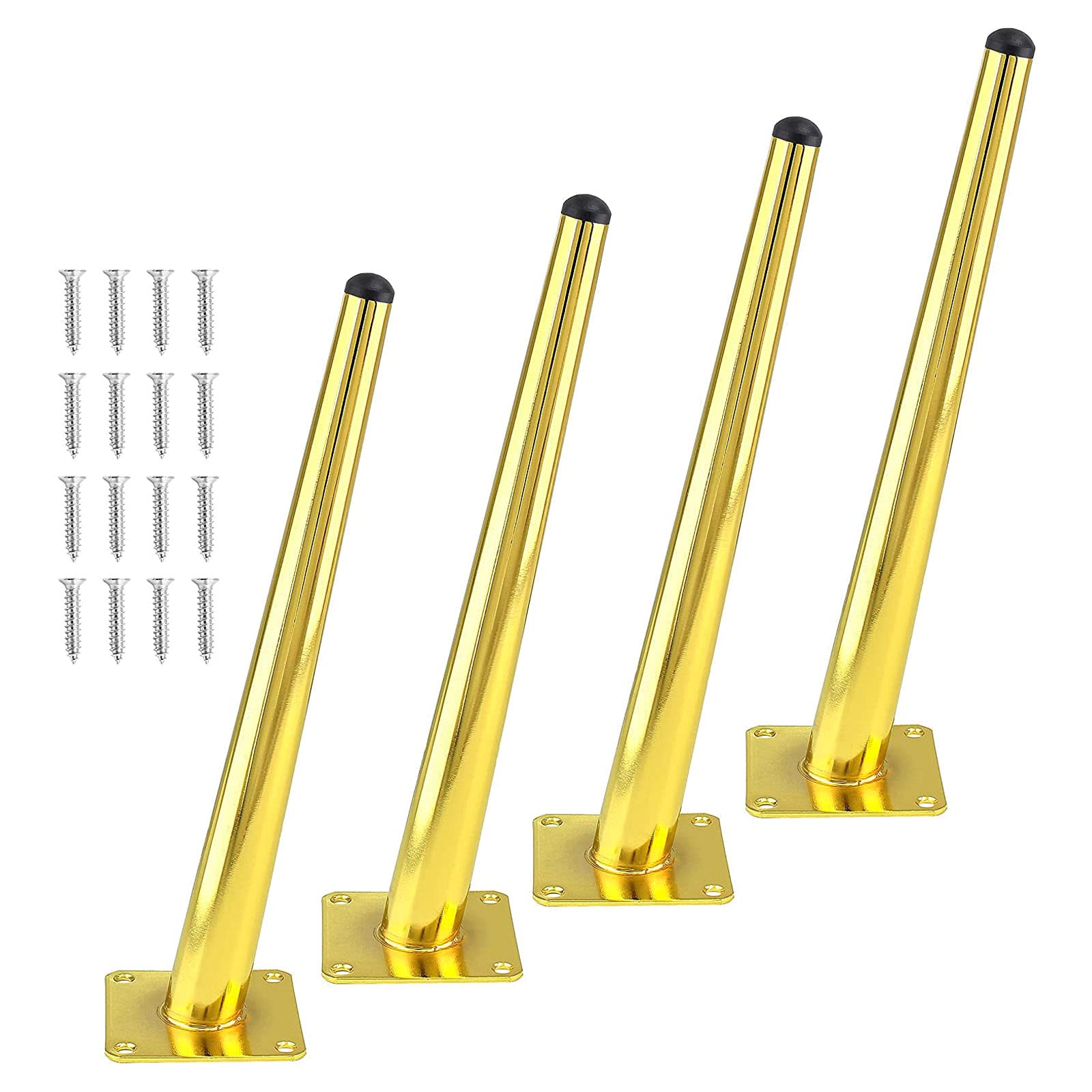 Cjueiom 12 Inch / 30cm Oblique Furniture Legs Gold Sofa Legs Set of 4, Mid-Century Couch Leg Heavy Duty Coffee Table Legs, Tapered Chair Feet Metal Cabinet Leg Replacement for Cupboard Ottoman