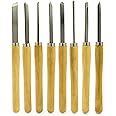 Bastex Professional Quality Wood Turning Chisel 8 pcs Set Included Lathes: 2 Skew 1 Spear Point 1 Parting 1 Round Nose & 3 Gouge Tools for Wood Working Professionals or Hobbyist. Starter Pack Kit