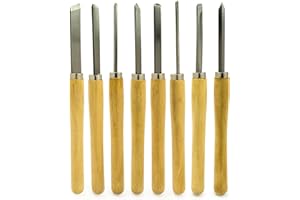 Bastex Professional Quality Wood Turning Chisel 8 pcs Set Included Lathes: 2 Skew 1 Spear Point 1 Parting 1 Round Nose & 3 Gouge Tools for Wood Working Professionals or Hobbyist. Starter Pack Kit