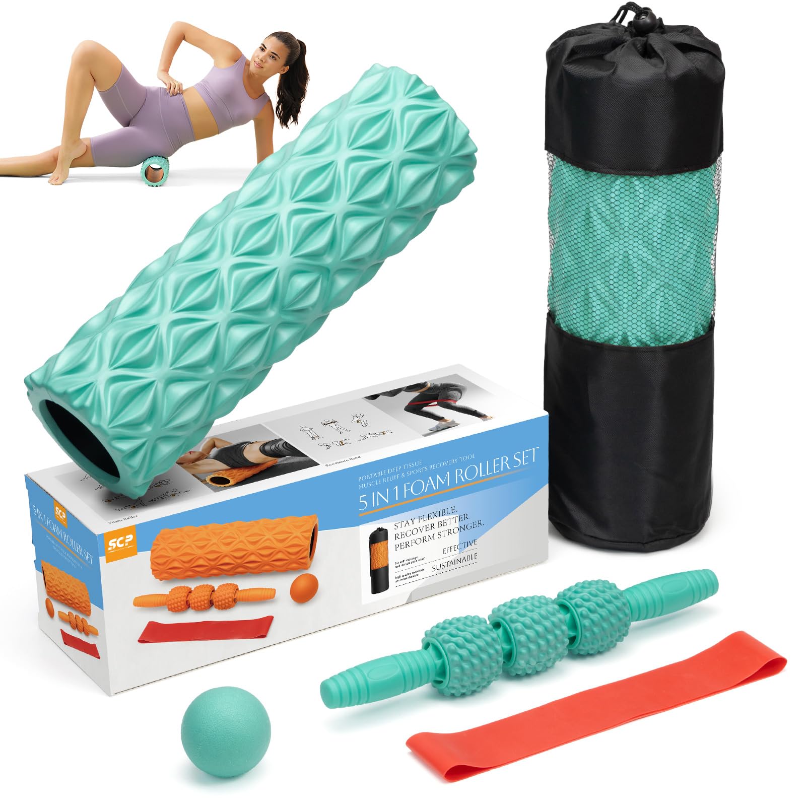 Mua 5 in 1 Foam Roller Set Medium Density Back Foam Roller, Muscle ...