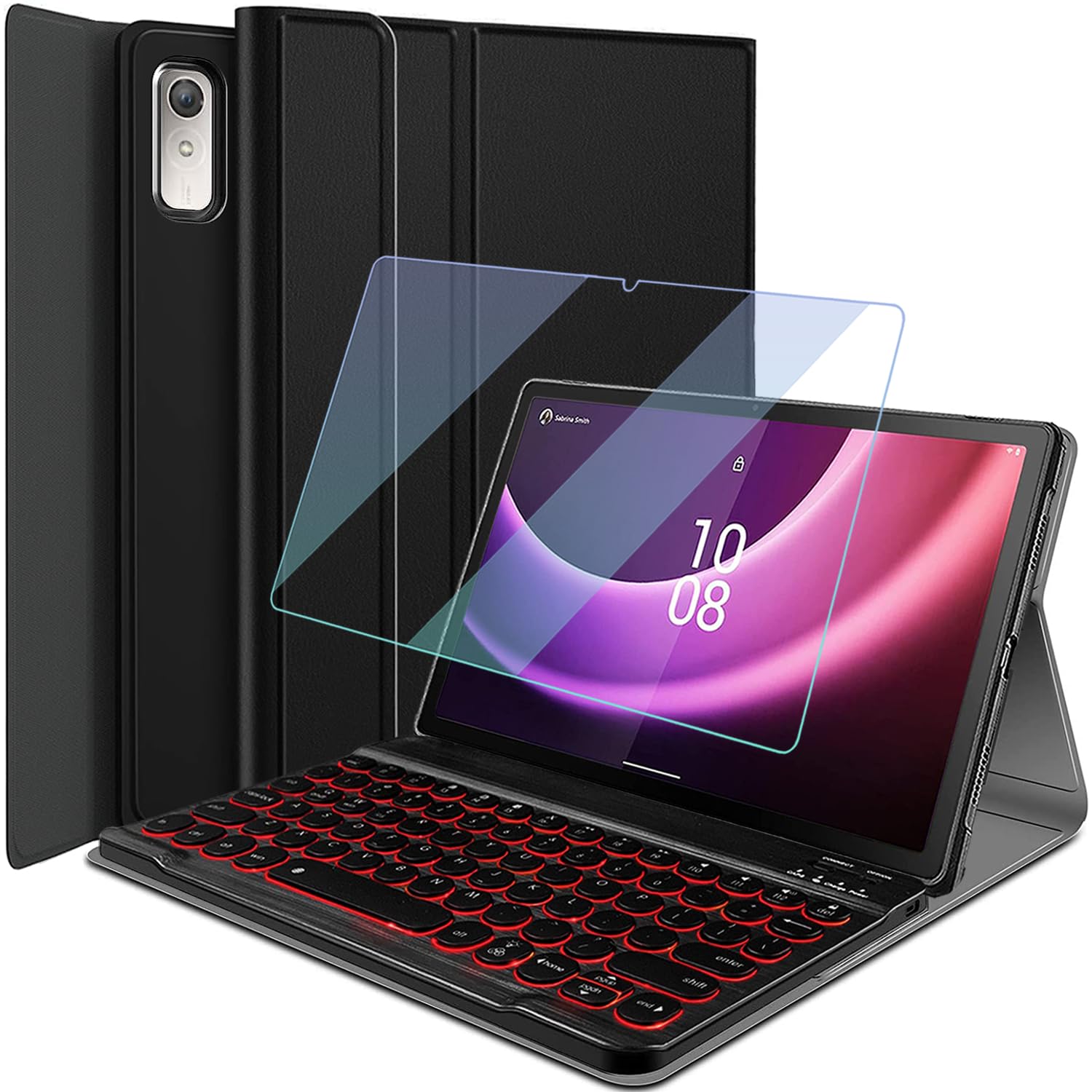 Photo 1 of Backlit Keyboard Case for Lenovo Tab P11 2nd Gen 11.5" (TB350FU / TB350XU) 2023 with Screen Protector, Wineecy 7 Colors Light Detachable Wireless Keyboard Folio Cover Case for 11.5 inch Tab P11 Gen 2