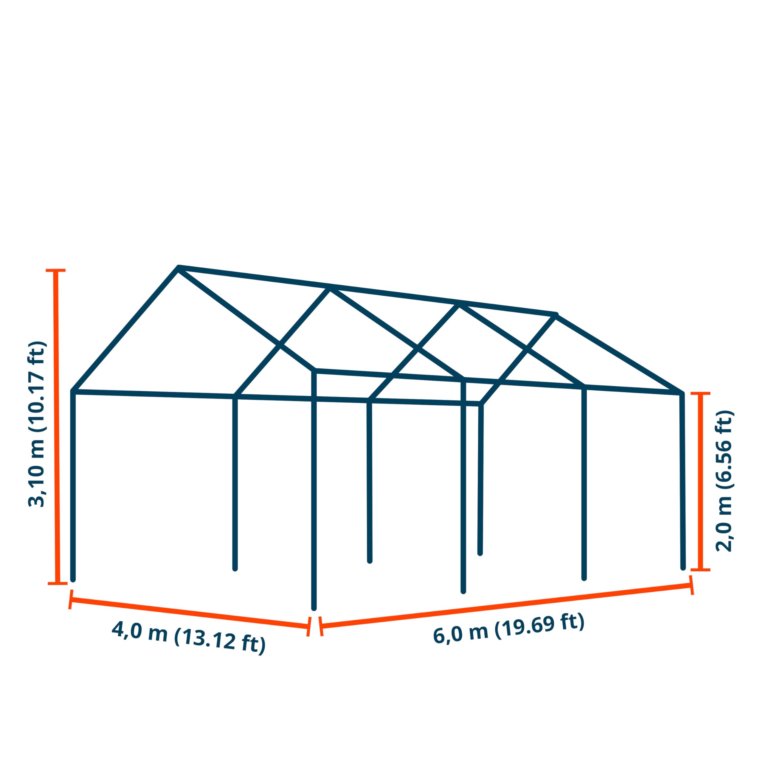 TOOLPORT Hochwertiges Partyzelt 4x6 m Pavillon Zelt PE Plane 450 N Gartenzelt Festzelt Wasserdicht weiß 5