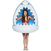 Giant Shark Inflatable Pool Float, Large Novelty Lounge Raft, Blow Up Float for Pool Parties, Outdoor Summer Water Toy for Adults
