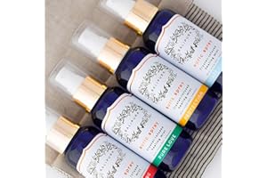 BALIPURA - 4 pc Variety Aura Cleansing Sprays Gift Set with Linen Bag - Infused with Crystal - Organic Essential Oils - 100ml Each