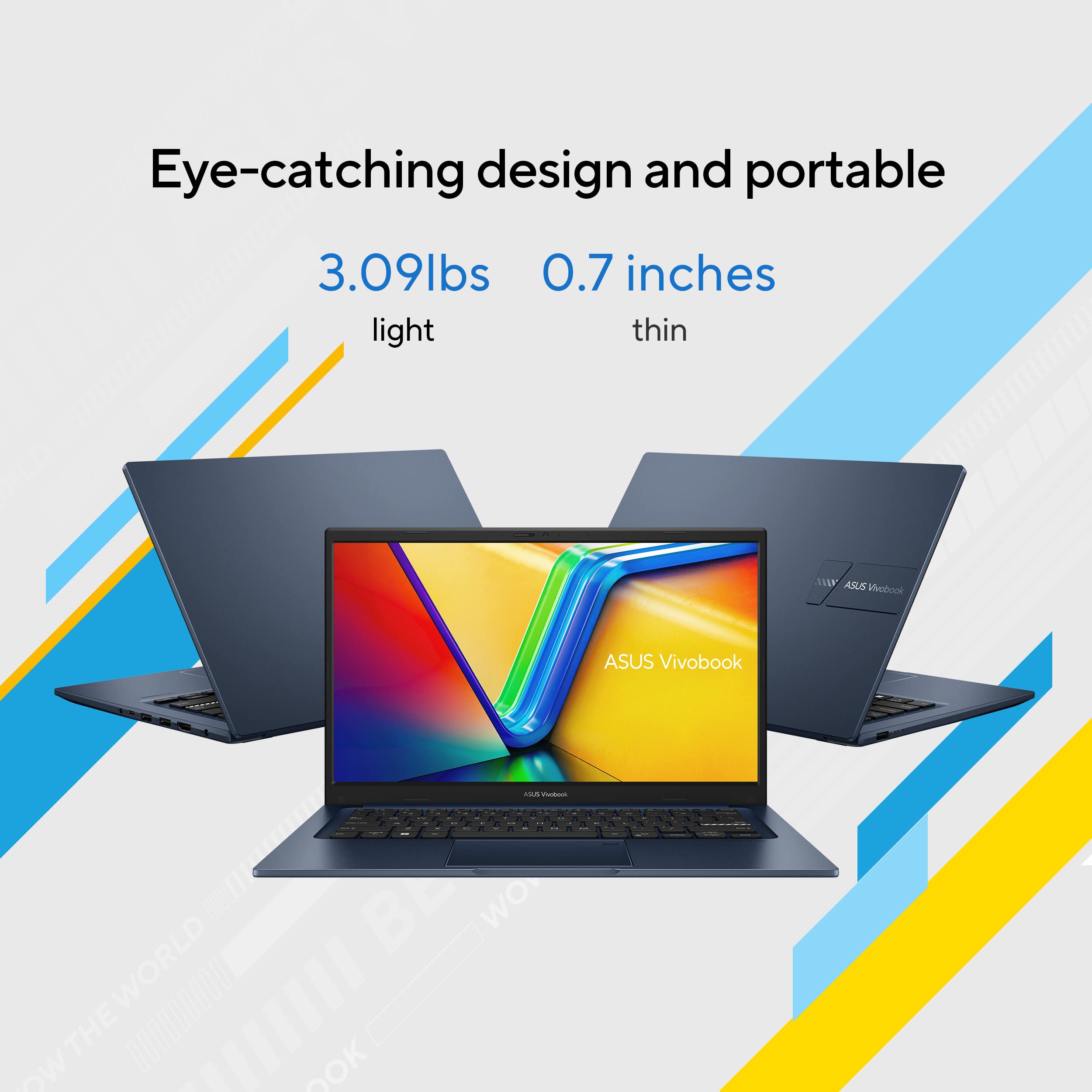 ASUS 2023 Vivobook 14 Laptop, 14” FHD (1920 x 1080) Display, Intel Core i5-1235U CPU, Intel Iris X? Graphics, 8GB RAM, 256GB SSD, Windows 11 Home, Quiet Blue, F1404ZA-AS51