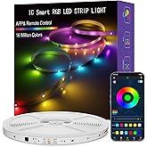 ERBTY IC Smart RGB LED Strip Lights, 65.6FT LED Lights for Bedroom, App Control/Remote Control, Music Sync, DIY Design, Rainbow Chasing Effects, Strip Lights for Home, Party Decor
