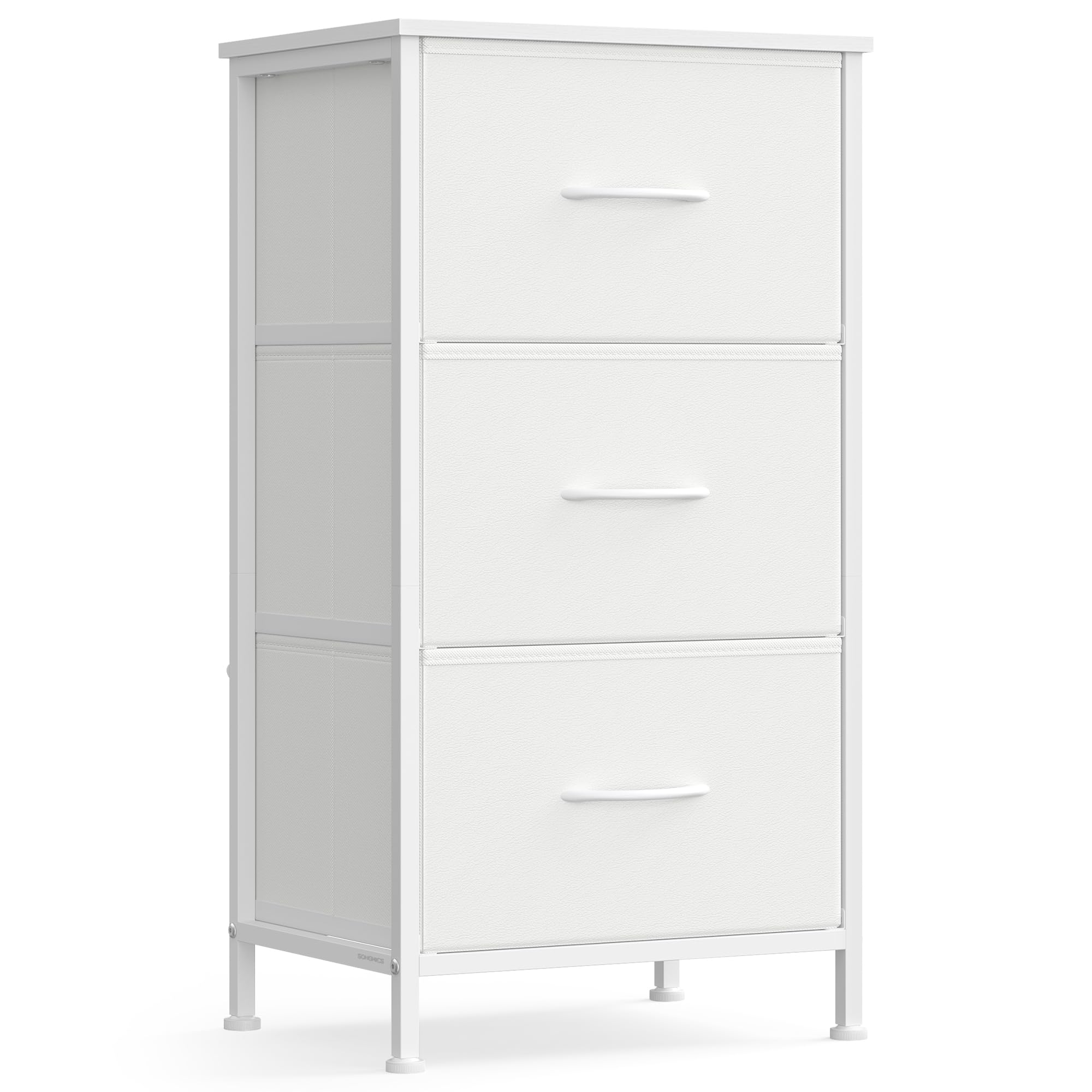 Photo 1 of SONGMICS Dresser for Bedroom, Chest of Drawers, Steel, MDF, 3 Non-Woven Fabric Drawers, Storage Organizer Unit, Closet, Entryway, Cloud White and Snow White ULGS313W01S