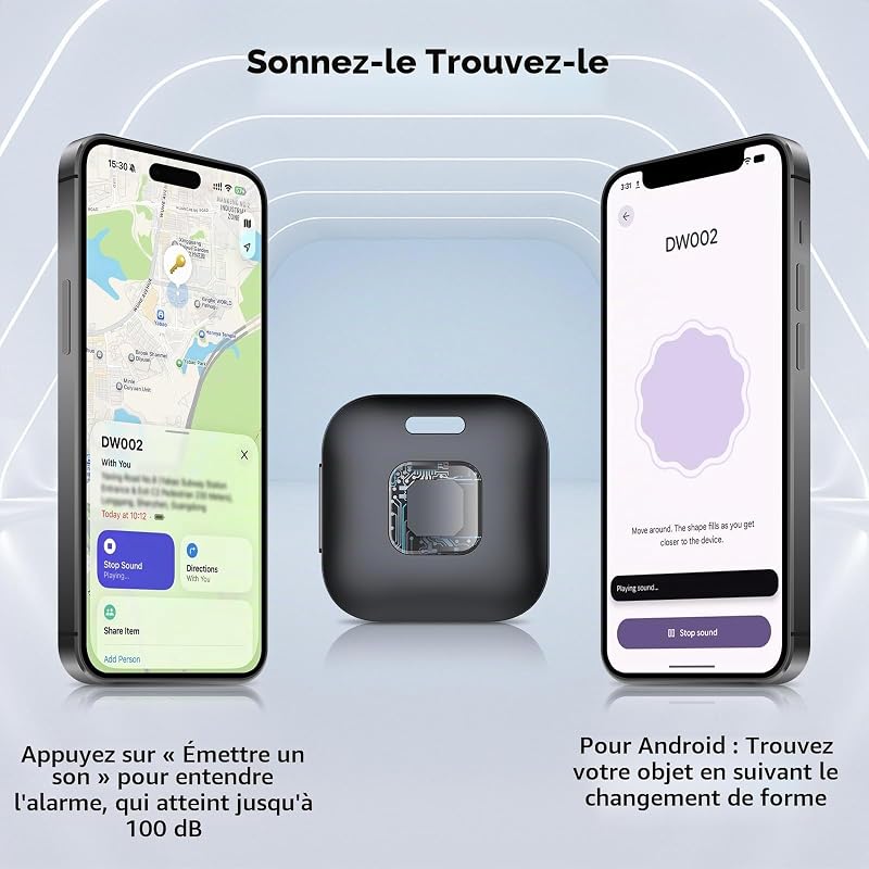 Air Traceur Tag avec iOS Find My et Android Find Hub Lot de 4 (Noir)