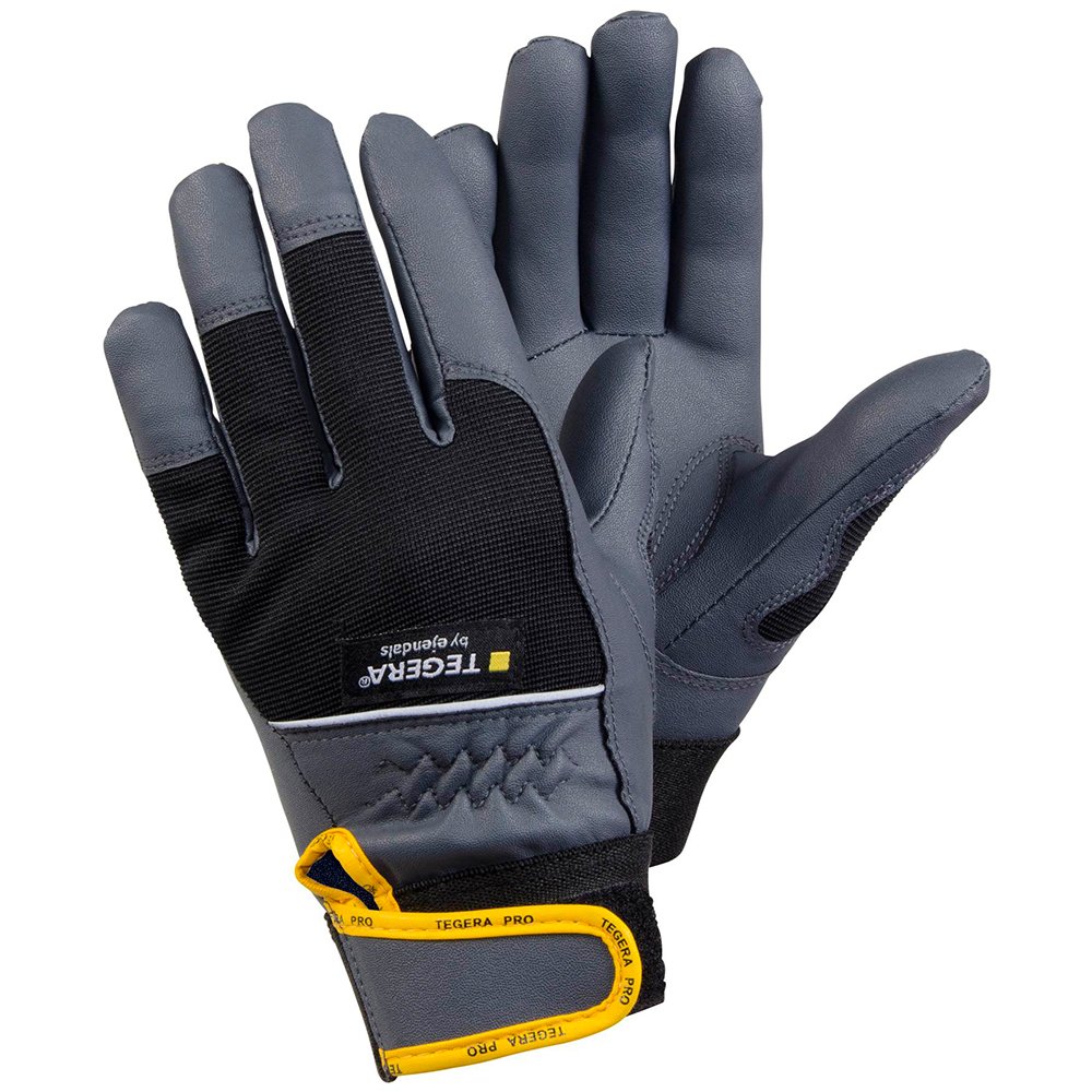 Ejendals 9105-10 Size 10 "Tegera 9105" Synthetic Leather Glove - Black/Grey/Yellow