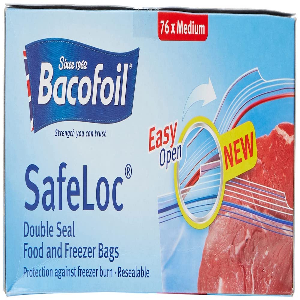 BacoFoil Safeloc Food and Freezer Medium Bags, 76 Bags