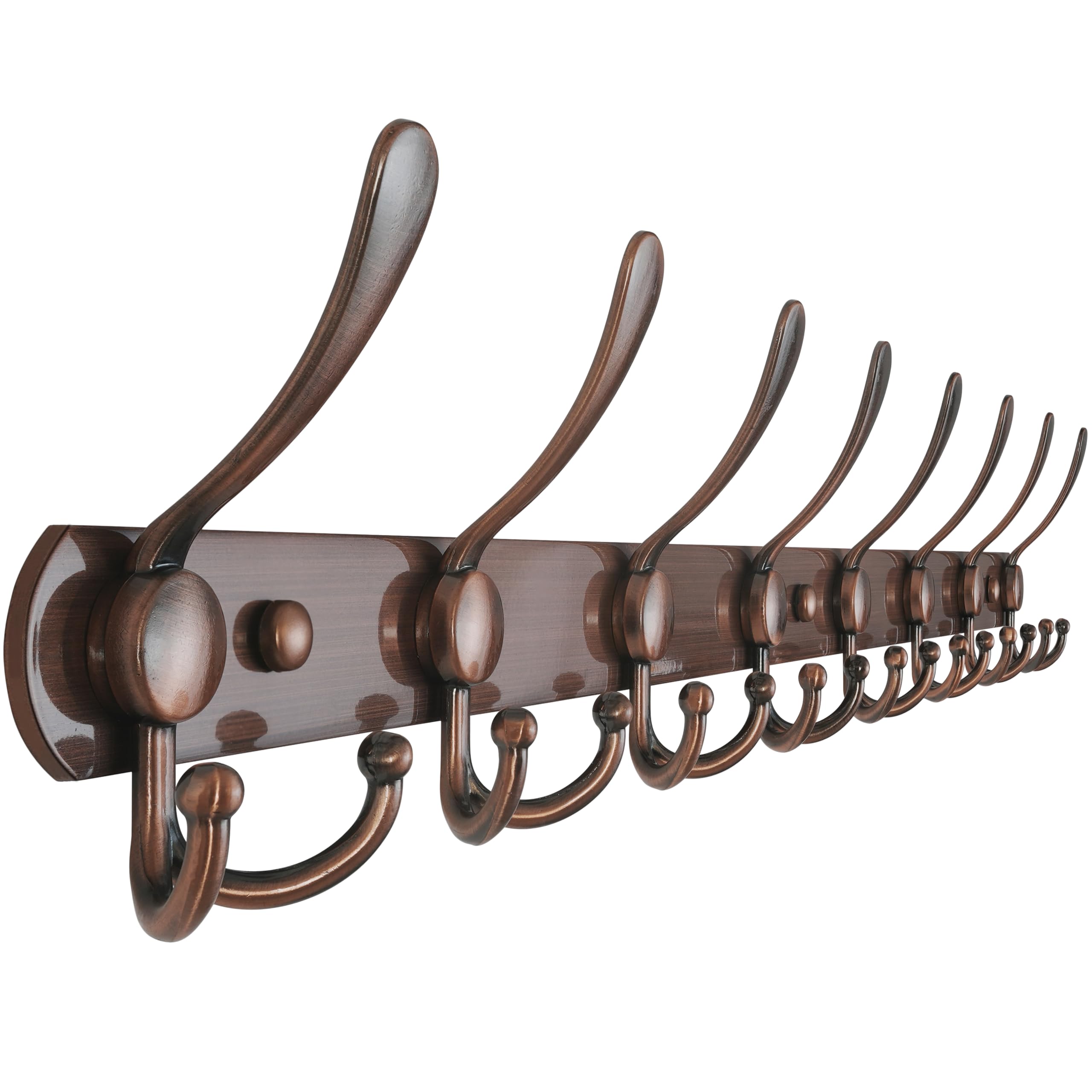 Dseap Coat Rack Wall Mount - 74cm Long 8-Tri-Hooks, Heavy Duty, Stainless Steel, Metal Coat Hanger Rail Wall Hooks for Coats Hats Clothing Clothes Purse Mudroom Entryway, Antique Copper
