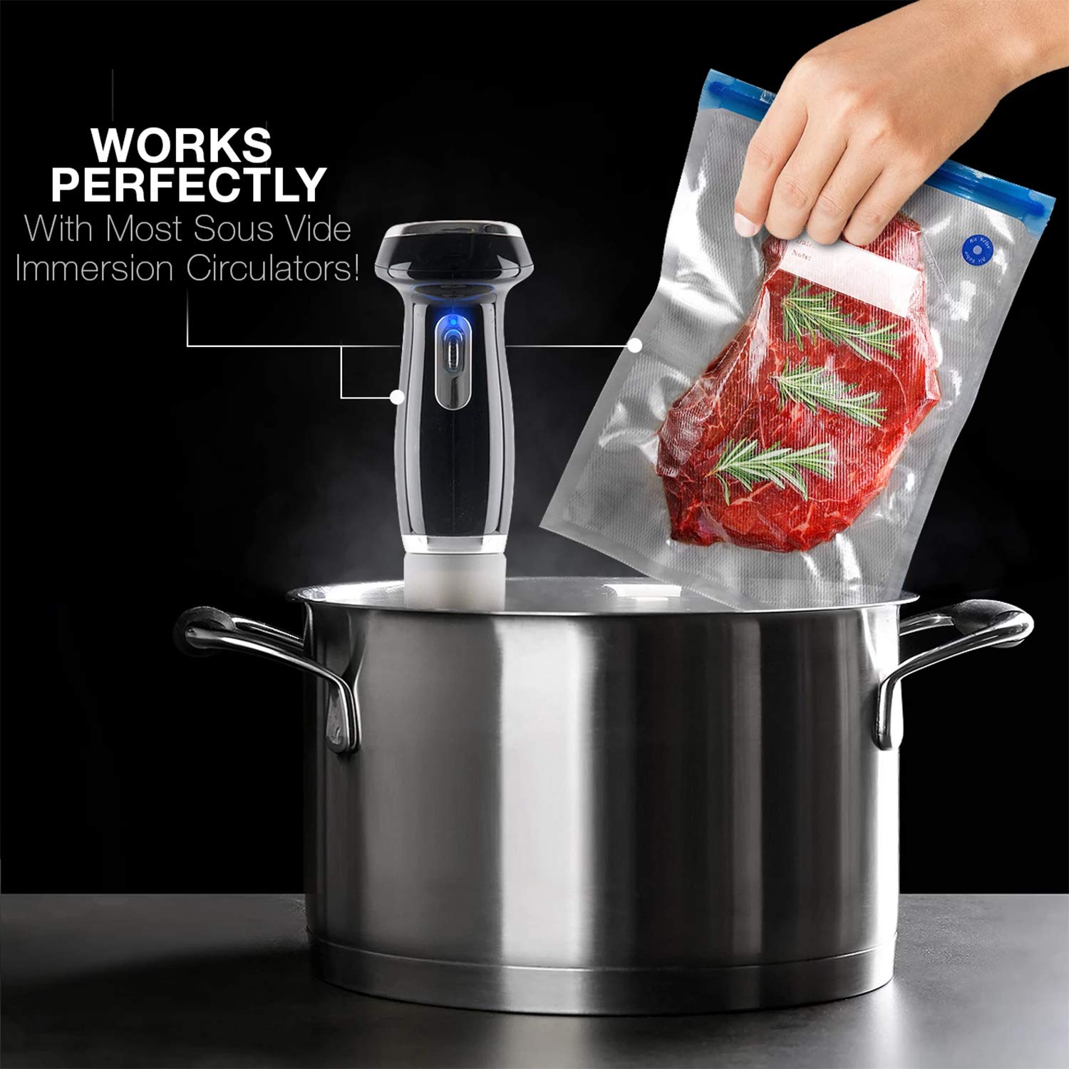VICARKO 30 Vacuum Zipper Bags, Vacuum Sealer Bags, Food Storage, Reusable Bags, with Double Layers, BPA Free, 2.9L, 11.0 x 10.5